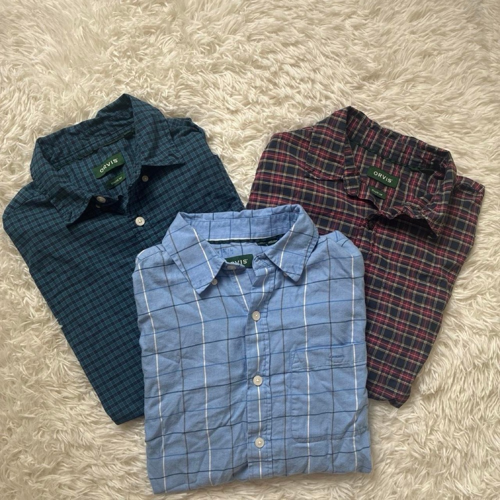Bundle of 3 Vintage Classic Fit Orvis 100% Cotton long sleeve button-up shirt  M